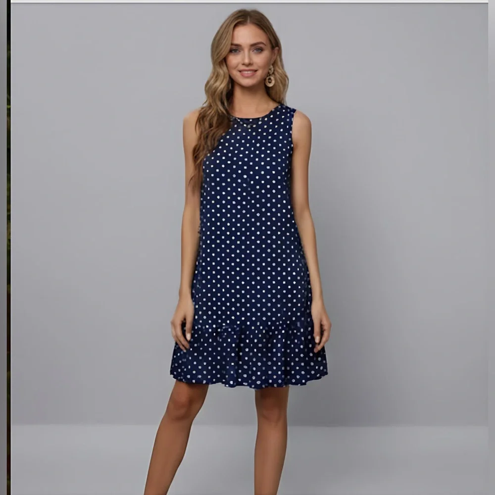Polka Dot Ruffle Hem Dress - Picture 1 of 7